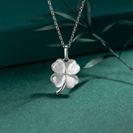 AROCH JEWELRY brand S925 silver women's necklace, silver necklace with delicate four-leaf clover pat