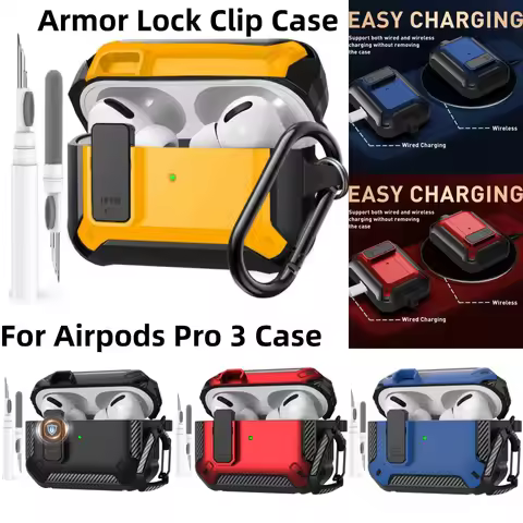 for Airpods Pro 3 Case Safety Lock Case for Apple Airpod Pro 3 (2025) with Cleaning Kit Drop Protect