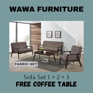 𝐖𝐀𝐖𝐀 𝐅𝐔𝐑𝐍𝐈𝐓𝐔𝐑𝐄 / SOFA SET KAYU / SOFA SET FABRIC 1 + 2 + 3 / SOFA SET WOODEN / FABRIC SOFA WITH SOLI