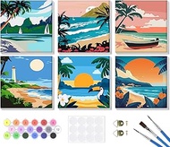 BOWETILE 6 Pack Landscape Paint by Numbers for Adults Beginners Framed, Adults' Paint-by-Number Kits