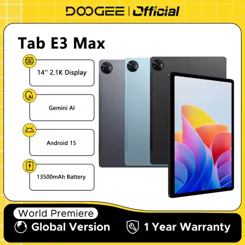 DOOGEE Tab E3 Max Tablet PC Android 15 Gemini AI Quad Speakers 14'' 2.1K Display 8GB RAM 256GB 13500