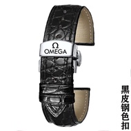 XY！Crocodile Leather Watch Strap Genuine Leather Butterfly Clasp Fit Omega Butterfly Flying Seahorse Speedmaster Watch B