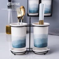 Gradient Ceramic Drain Chopstick Holder Table Hanging Dual-Use Chopstick Cage Double Chopstick B