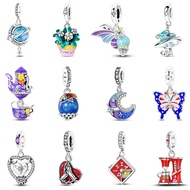 Original Charm Charm Charm 925 Silver Luminous Firefly Bulb Coffee Machine Suitable for DIY Jewelry 