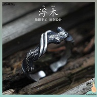 cincin silver 925 original lelaki cincin lelaki Silversmith original|pure 999 perak "driftwood" cincin Perak pasangan lelaki boleh laras cincin tunggal lelaki rasa mewah perempuan