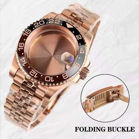 NH35 Watch Case 40mm For GMT YACHT-MASTER Seiko NH34/NH35/NH36/NH38 Movement Rose Gold Jubilee Brace