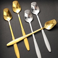 Stainless Steel Rose Shaped Mixing Spoon / Copper Long Handle Spoons Coffee Blender / Creative Golden Silver Kitchen Accessories / Ice Cream Tea Cocktail Stirring Tableware Tool