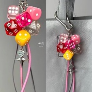 Funny Dice Keychain Creative Colorful Resin Dice Charm Handbag Purse Key Chain Car Keyring Accessori