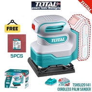 TOTAL Li-ion Palm Sander (20V) + 2.0Ah Battery + Charger + Sand Paper (5 Pcs/110mm x 100mm) P20S TSH