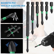 PH2 6PCS Magnetic Screwdriver Bit Set (25/50/65/70/90/150mm) - Anti-Slip Cross & Slot Extractor for 