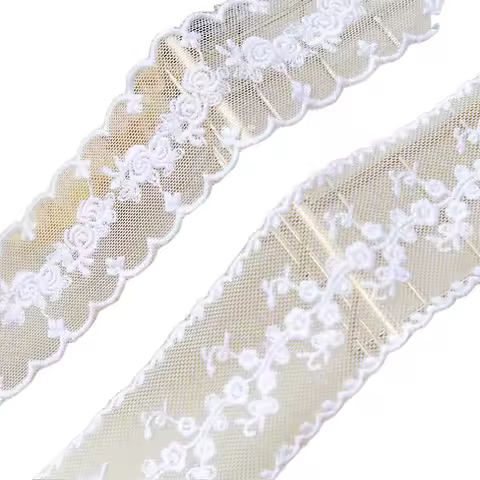 Embroidered Lace Fabric Accessories, Bilateral White Cotton, Clothing, Wide 5cm, 13 m/Pack, RS323