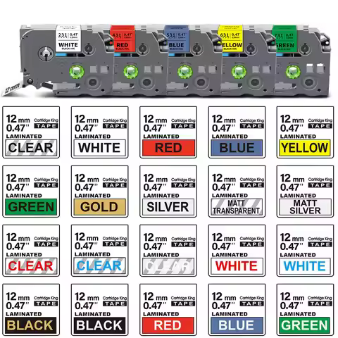 6/9/12mm Compatible for Brother TZe231 TZe Tape Laminated Label TZe131 TZe631 Replace for Brother P-