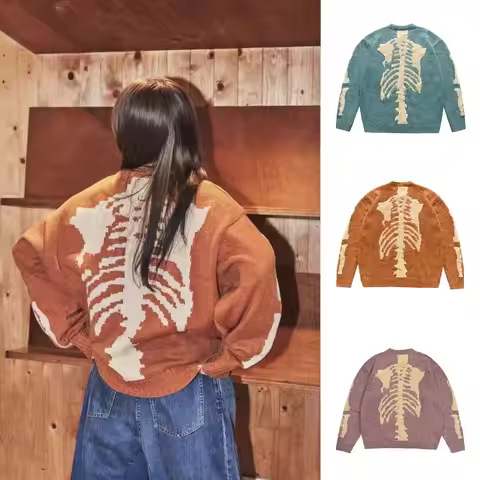 Kapital Vintage Hirata Hiroshi Skeleton Pullover Bone Round Neck Ethnic Knitwear Japanese Printed Lo