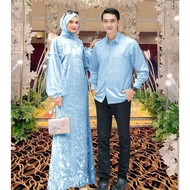 Couple Adelia biru muda baju pasangan gamis pesta jumbo murah mod at