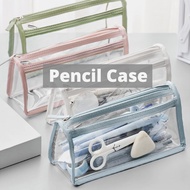 {SG} Transparent Pencil Case Large Capacity Pencil Box Double Layer Stationery Holder Organizer Clear Pencil Case