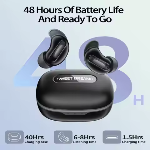 D20 Mini Sleep Earbuds for Side Sleepers | ANC Bluetooth 5.4 48H Battery IP7 Waterproof Hi-Fi Bass E