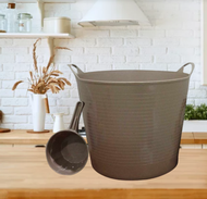 2PCS JUMBO SIZE MINIMALIST COLLAPSIBLE MOCHA COLOR TIMBA BUCKET PAIL TABO DIPPER SET