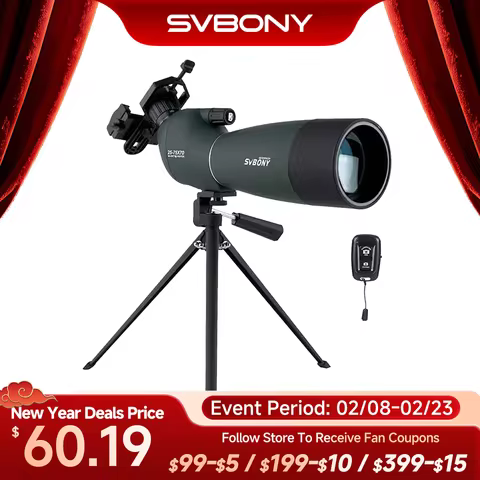 Svbony SV28plus 50/60/70mm Spotting Scope Zoom Telescope Powerful Long Range PORRO Prism Suit for Ar