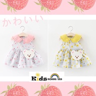Cherful Floral Print Dress with a Bear Bag (1-3 Yrs) CS031