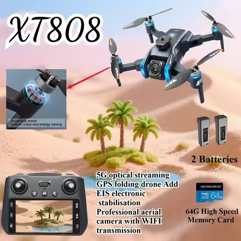 XT808 Drone with Screen display GPS Folding drone 5G WIFI optical flow professional 4k hd aerial cam