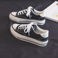 Casual White Flat Canvas Sole Women's Shoes with Height-Increasing Thick Sole