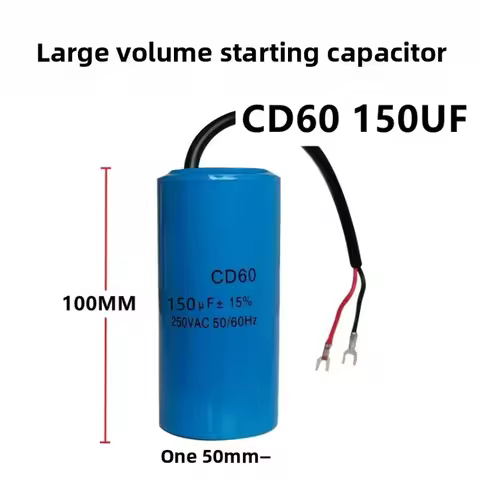 CD60 Capacitor CD60 Run Capacitor with Wire 250V AC 200uF 50/60Hz for Motor Air Compressor 150uF-400