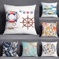 Ocean World series pattern decorative pillowcase, square pillowcase, home office decoration (45cm * 