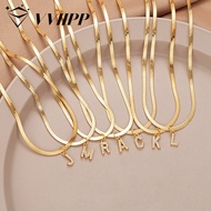 18k Gold Initial Name Necklace for Women Simple Zircon Letter Name Snake Chain Fashion Jewelry Accessories