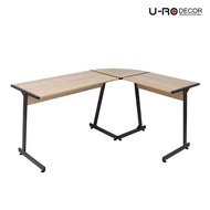 U-RO DECOR รุ่น PLUS (พลัส) สีโอ๊ค / ขาสีน้ำตาลเข้ม โต๊ะรูปตัวแอล (L) โต๊ะทำงานเข้ามุม/โต๊ะคอมพิวเตอ