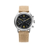 The PAC-76 (P-38-P76-MB-RBRK1) 38mm Men's Military Chronogprah Watch, Yellow Indexes, Black Dial, Sa