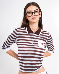Kloset Design K-Striped Polo Top (LS2-25-T009)  เสื้อโปโลลายทางดีไซน์มินิมอลสุดคลาสสิก