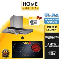 (Combo) ELBA 1400m3/h Cooker Hood EH-H9027ST + Vees HL-400K | HL-400 | Faber FCH3C/69BK *THORA+ASTER