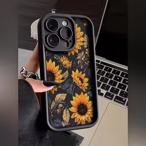 1PC Sunflower Pattern Durable Phone Case, suitable for iPhone 17, 16, 15, Plus, Pro, Max series phon