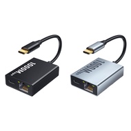 USB-C Ethernet Adapter 2-in-1 1000Mbps RJ45 Network Converter for with TV Plug and Play
