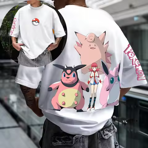 Men's T-Shirt Pokemon Anime Group Graphic Tee Soft Cotton Casual Streetwear for Daily Wear Home Gym 