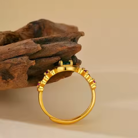 Luxury 24K 9999 Pure Gold real gold Women's Diamond Ring Closed Ring Hollow Ring