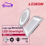 YETPlus LEDEON 4" 12W 6" 18W Glass LED Recessed Ceiling Downlight 6500K Daylight Lampu Siling 内嵌暗装筒灯