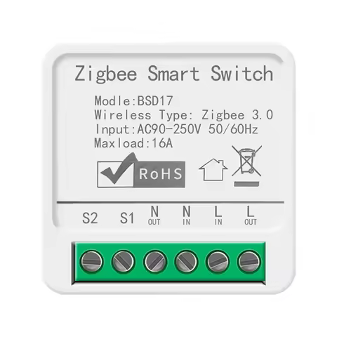 J1UL1N Tuya Tuya 16A Smart Switch Zigbee Cassette Switch APP Mobile Phone Remote Voice Timing Alexa