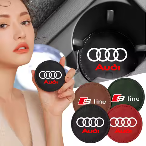 1/2pc Cup Holder Pad PU Leather Slot Non-slip Coaster Mat For Audi A4 B8 A3 8P A6 C7 8V B9 B7 B6 C6