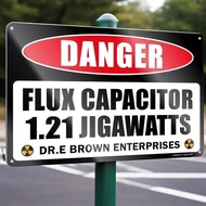 HELLOYOUNG 2D Metal Wall Art Retro Flux Capacitor 1.21 Jigawatt Sign for Man Cave Garage Home Decor