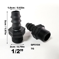 5 Pcs Straight Joint 1/2" 3/4" Thread To Barb 16 20 25mm PE Hose Connector Adapter Gagriculture Irri
