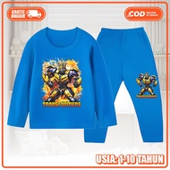 Baju Piyama Setelan Panjang Anak Perempuan Dan Laki Laki Motif Robot Ukuran S-XXL KS-1651