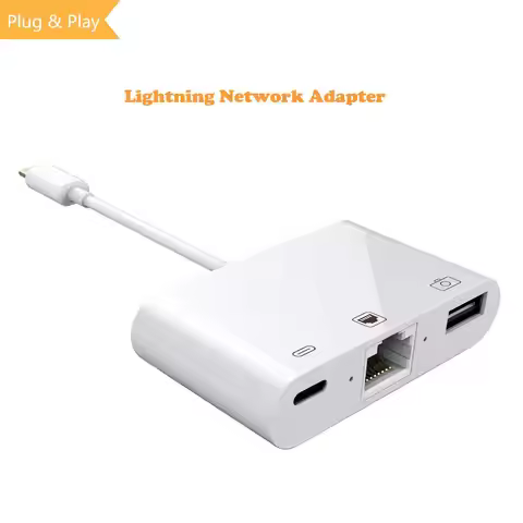 iPhone Lightning to Ethernet 100Mbps RJ45 Adapter for Live Streaming & Online Classes