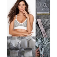 Sports Bra Striped Woven Fabric Brand Pump Line VICTORIA'S SIZE L Chest 36-38"