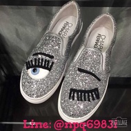 Chiara Ferragni Silver Glitters Shoes