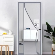 Tirai Pintu Magnetik Untuk Velcro Kelabu Tersuai Rumah, Tirai Mesh Kalis Nyamuk Musim Panas, Penutup