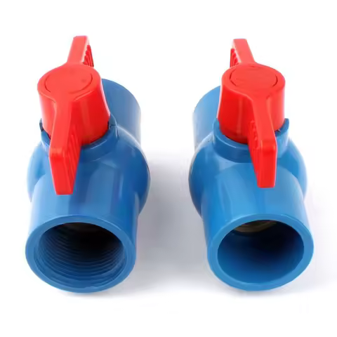 Inner Dia. 1 1/4" Female/40mm Socket Straight Trough Ball Valve Red Switch Ball Valve Blue PVC Valve