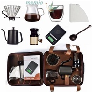 MXMIO 9Pcs/Set Travel Coffee Gift Set, Goose Neck Kettle Digital Scale Pour Over Coffee Maker Set, All-in-one 40pcs Paper Filter Glass Dipper Coffee Lovers Gift Kit Office
