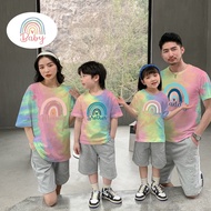Rainbow Family Tshirt Dad Mom and Me Family Tie Dye Shirt Set Fashion Baby Bodysuits Brother Sisters
