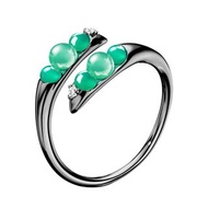 綠玉髓鑽石戒指 14k金極簡炫黑戒指 小巧金飾女戒 守護石訂婚戒指